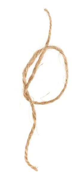 Шматок Коричневого Шпагату Ізольовано Білому Тлі Мотузка — стокове фото