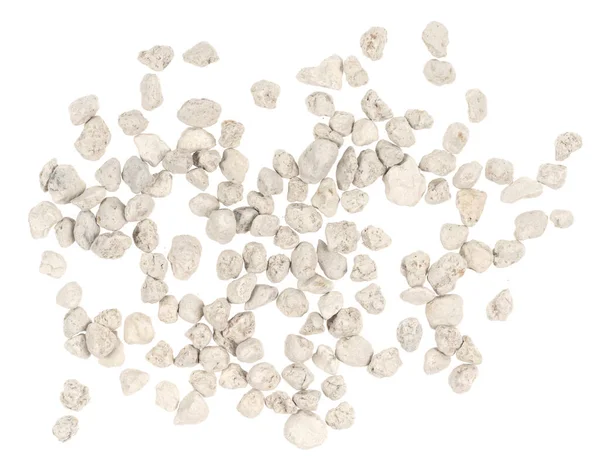 White Pebbles Isolated White Background Rock Texture Clay Pebbles — Stock Photo, Image
