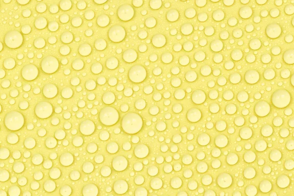 Water Drops Yellow Background Texture Backdrop Glass Covered Drops Water — Stock Photo, Image