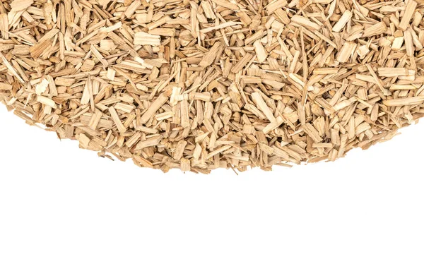 Oak Chips Sawdust Isolated White Background Small Wood Chips Smoking — Stock Photo, Image