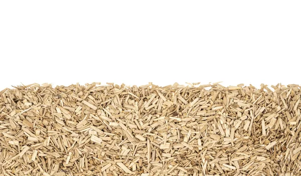 Oak Chips Sawdust Isolated White Background Small Wood Chips Smoking — Stock Photo, Image