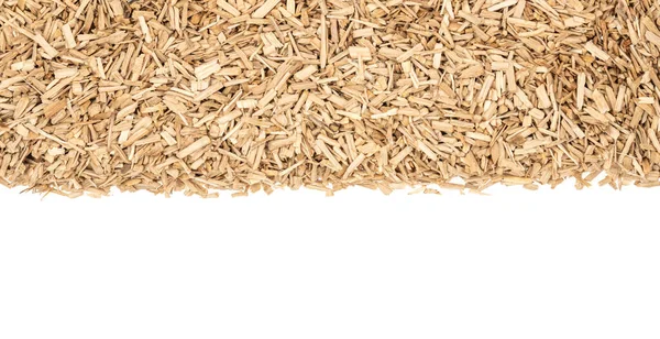 Oak Chips Sawdust Isolated White Background Small Wood Chips Smoking — Stock Photo, Image