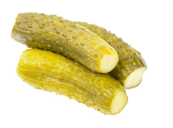 Inlagda Gurkor Isolerade Vit Bakgrund Marinerade Pickles Saltade Gurkor Nära — Stockfoto