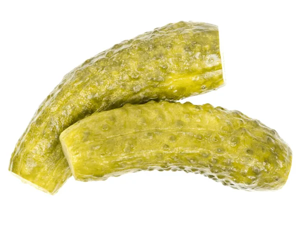 Inlagda Gurkor Isolerade Vit Bakgrund Marinerade Pickles Saltade Gurkor Nära — Stockfoto