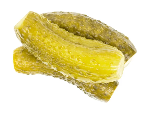 Inlagda Gurkor Isolerade Vit Bakgrund Marinerade Pickles Saltade Gurkor Nära — Stockfoto