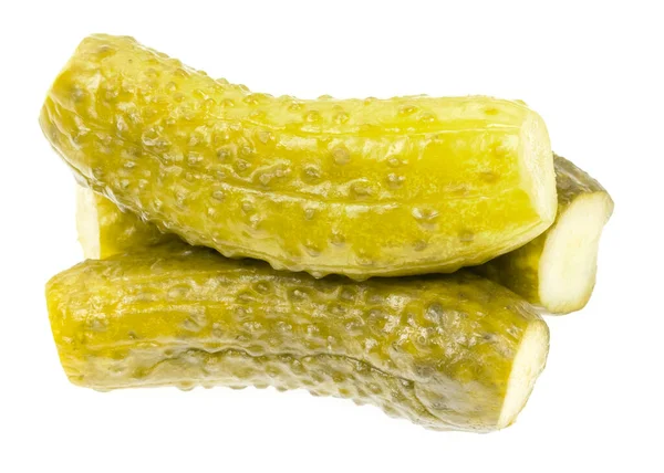 Inlagda Gurkor Isolerade Vit Bakgrund Marinerade Pickles Saltade Gurkor Nära — Stockfoto