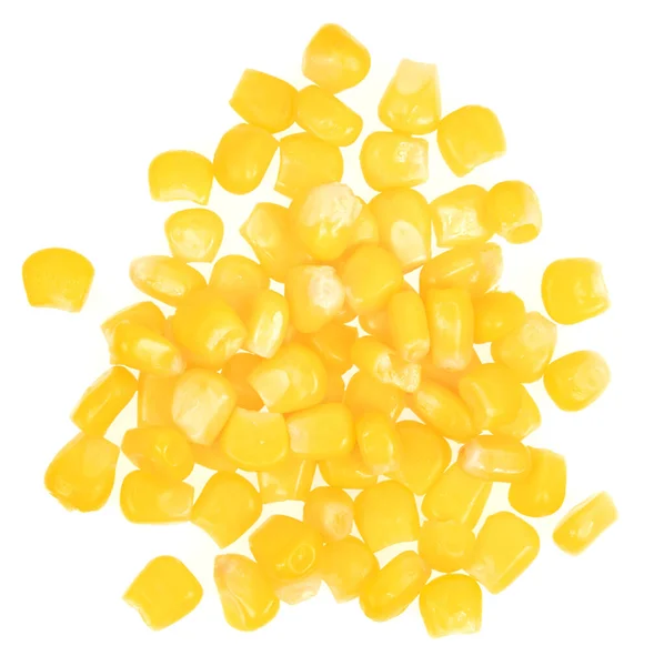 Semillas Maíz Amarillo Dulce Aisladas Sobre Fondo Blanco Textura Maíz —  Fotos de Stock