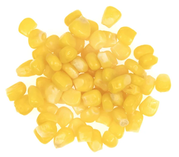 Sementes Milho Amarelo Doce Isoladas Fundo Branco Textura Milho Fresco — Fotografia de Stock