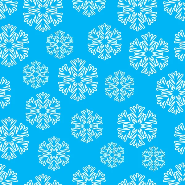 Kar tanesi pürüzsüz kış şablonu. Mavi arka planda vektör Noel deseni. Paket kağıdı ya da kumaş için..