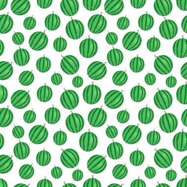 Karpuz dikişsiz desen. Vektör çizimi. Beyaz arka planda taze karpuz.