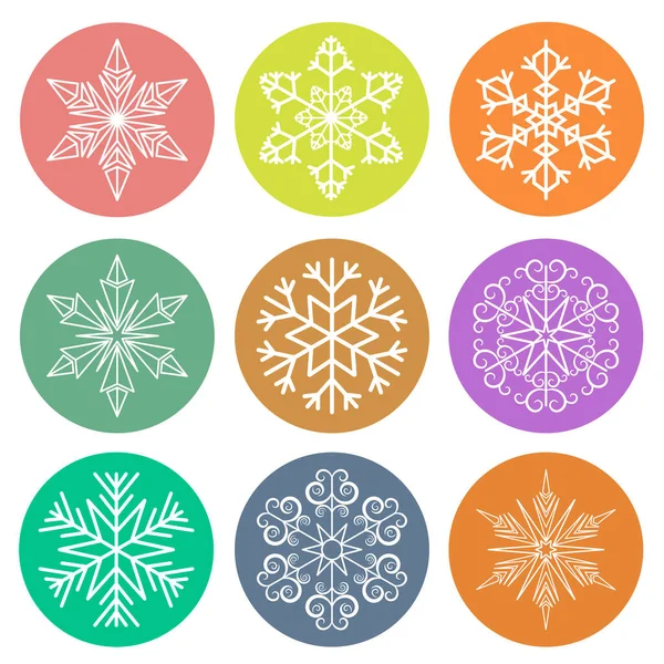 Conjunto Copos Nieve Vector Año Nuevo Sobre Fondo Blanco — Archivo Imágenes Vectoriales