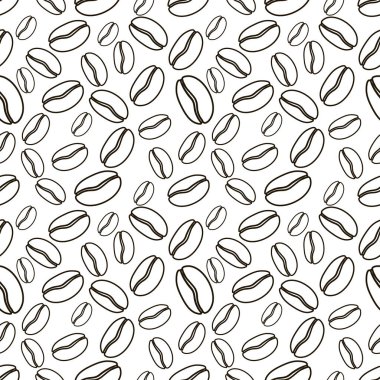 Vektör kahve kalıbı. Kahve çekirdekleri pürüzsüz. Beyaz arka planda basit bir kahve kalıbı..