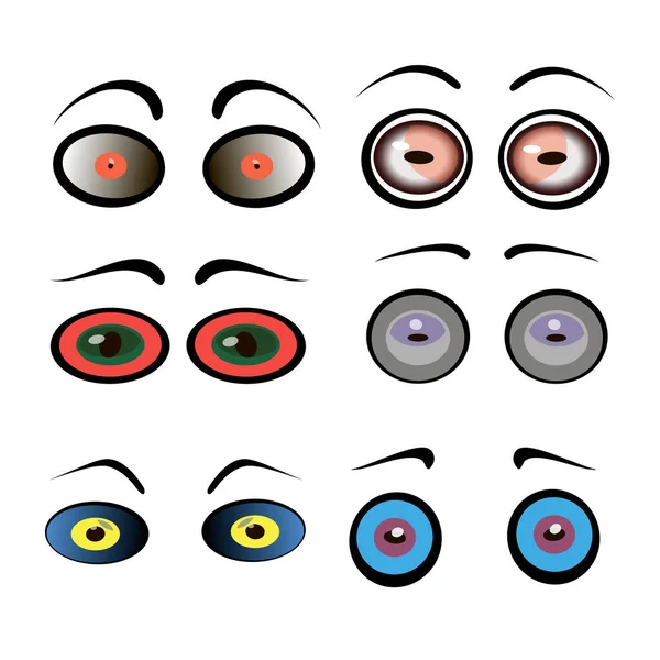 Olhos Desenhos Animados Conjunto Olhos Predadores Olhar Dos Monstros Olhos — Vetor de Stock