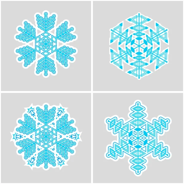 Conjunto Copos Nieve Azules Vector Iconos Vectoriales Colección Copos Nieve — Vector de stock