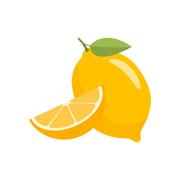 Lemon Sliced Pieces White Plate Ripe Fresh Fruit Lemon Icon — Stock Vector