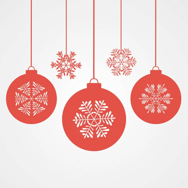 Bolas Año Nuevo Copos Nieve Ilustración Vectorial Bolas Navidad Copos — Vector de stock