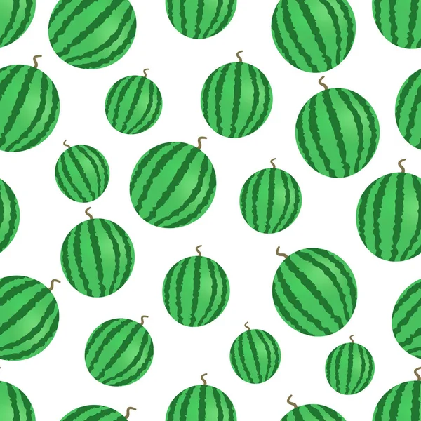 Watermeloen Naadloos Patroon Vector Illustratie Frisse Watermeloen Een Witte Achtergrond Stockvector