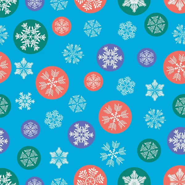 Kar tanesi pürüzsüz kış şablonu. Mavi arka planda vektör Noel deseni. Paket kağıdı ya da kumaş için..