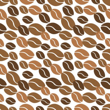 Vektör kahve kalıbı. Kahve çekirdekleri pürüzsüz. Beyaz arka planda basit bir kahve kalıbı..