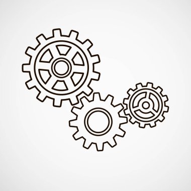 Metal dişliler. Fabrika vites vektör simgesi. Mekanik ekipman. Teçhizatın görüntüsü. Makine teçhizatı. Çarklı dişli