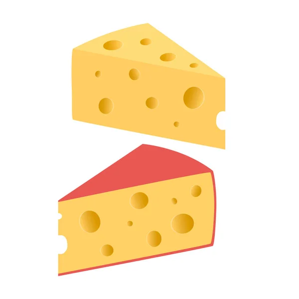 Pedazos Queso Sobre Fondo Blanco Ilustración Vectorial — Vector de stock