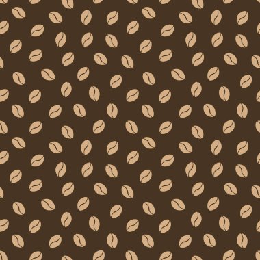 Kahverengi kahve çekirdekleri. Kahve pürüzsüz vektör deseni. Ambalaj kağıdı, kumaş baskı, kahve dükkanı, restoran, kafe için uygun