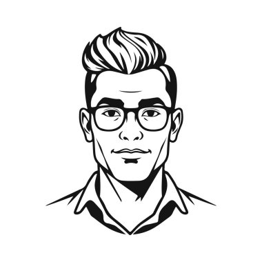 Erkek ikonu, iş adamı avatarı ikonu, ofis çalışanı ikonu, hipster yüz tasarımı, grafik erkek portresi, iş adamı avatarı, ofis çalışanı, hipster yüz, erkek portresi