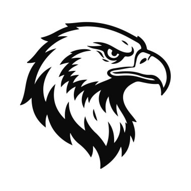 Kartal başlı logo, yırtıcı illüstrasyon kuşu, vahşi hayvan grafiği, klasik kartal amblemi, agresif kuş tasarımı