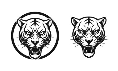 Cesur, stilize panter kafası logosu, temiz çizgiler ve sert bir ifade. Panter kafası, vahşi kedi, hayvan logosu, yırtıcı sembolü.