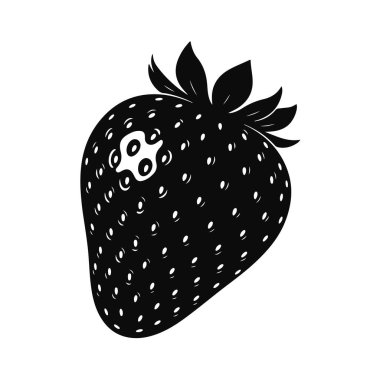 Strawberry silhouette close-up, berry shape, fruit icon, simple vector, minimalist illustration