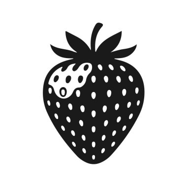Strawberry silhouette close-up, berry shape, fruit icon, simple vector, minimalist illustration