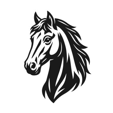 At kafası silueti, at kafası logosu, hayvan amblemi, at sembolü, vektör illüstrasyonu