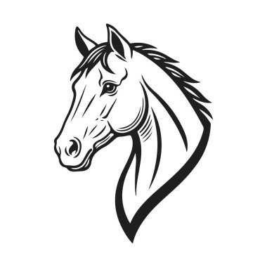 At kafası silueti, at kafası logosu, hayvan amblemi, at sembolü, vektör illüstrasyonu
