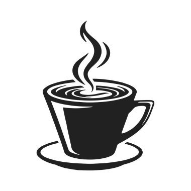 Beyaz arka planda izole edilmiş bir fincan kahve illüstrasyonu basit ve temiz bir tasarımı olan sıcak içecek konsepti. Kahve fincanı, sıcak kahve, sabah kahvesi, kafe içeceği, kahve molası konsepti.