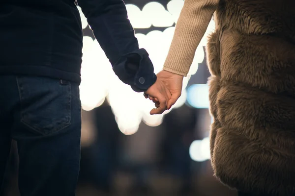 Loving Couple Holding Hands Taking Walking — Stock Photo, Image