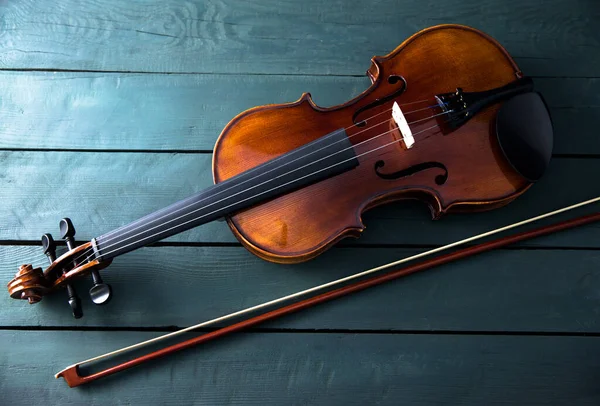 Violin Vintage Stil Trä Backgroun — Stockfoto