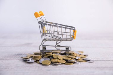 Para dolu alışveriş arabası ya da sepet