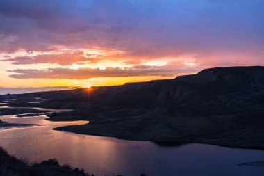 Mountain Lake. Beautiful sunset. Evening landscape.