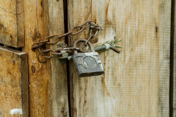 Gammal Stängd Dörr Trä — Stockfoto