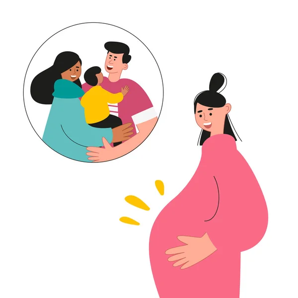 Die Lächelnde Schwangere Legte Ihre Hand Auf Ihren Bauch Leihmutterschaft — Stockfoto