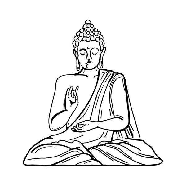 Ilustración Vectorial Buda Meditación Budista — Vector de stock