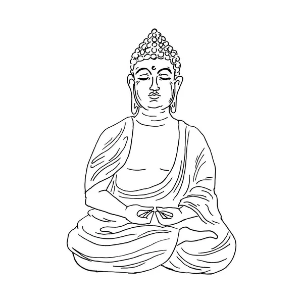 Illustration Vectorielle Bouddha Méditation Bouddhiste — Image vectorielle