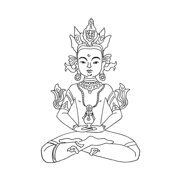 Illustrazione Vettoriale Buddha Meditazione Buddista — Vettoriale Stock