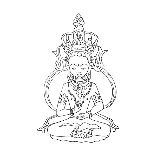 Vector Illustratie Van Boeddha Boeddhistische Meditatie — Stockvector