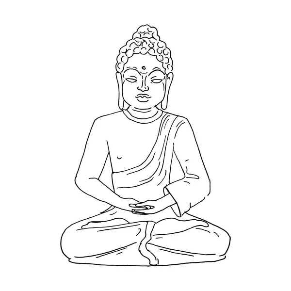 Vector Illustratie Van Boeddha Boeddhistische Meditatie — Stockvector