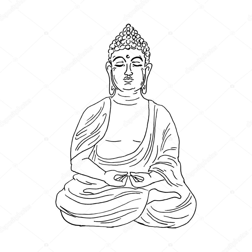 Vector illustration of Buddha, Buddhist meditation