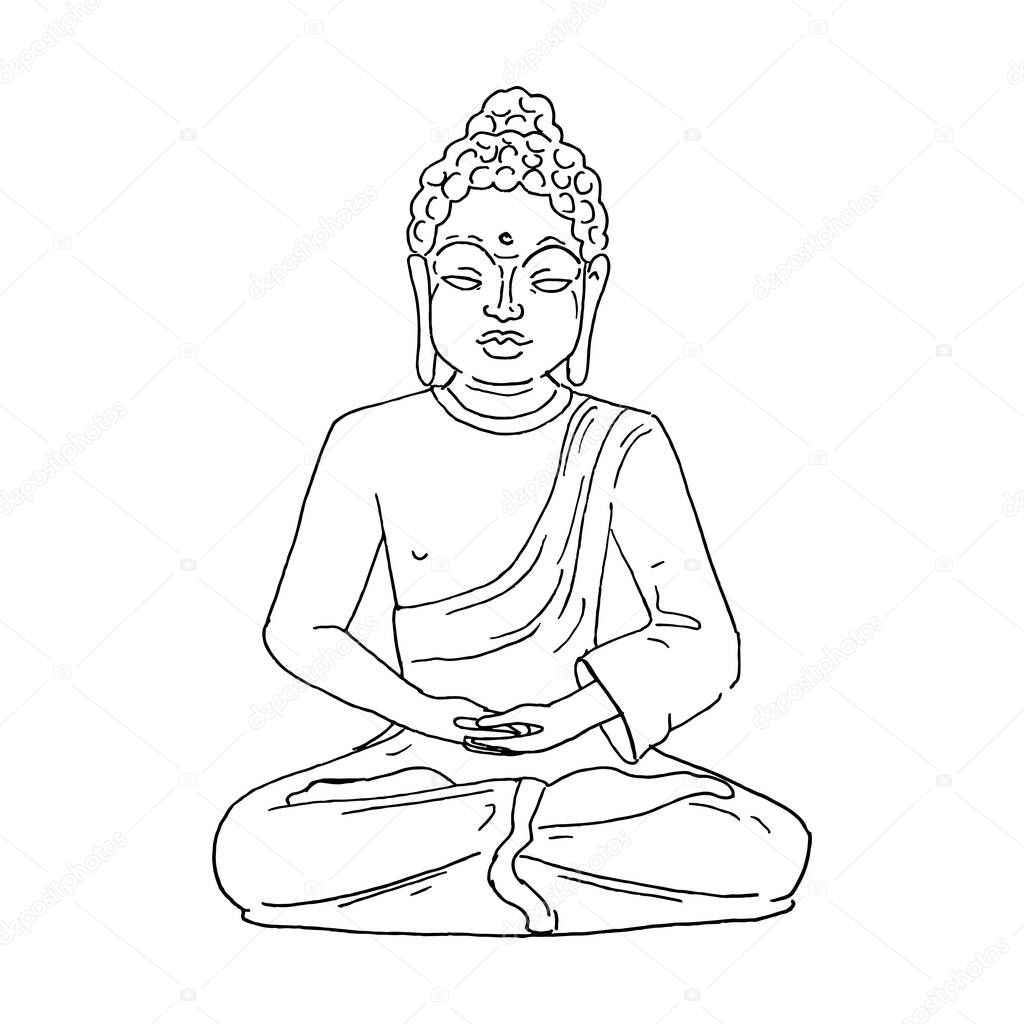 Vector illustration of Buddha, Buddhist meditation