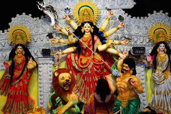 Imagem Grande Festival Forte Hinduísmo Imagem Família Durga Devi Uma — Fotografia de Stock