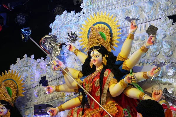 Obraz Wielkiego Festiwalu Fortu Hinduizmu Wizerunek Rodziny Durga Devi Jest — Zdjęcie stockowe