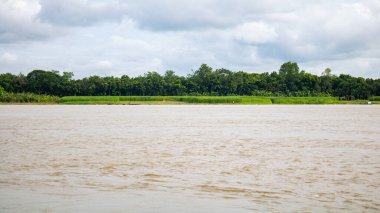 Bangladeş 'in güzel bir manzarası. Nehrin harika bir resmi. Gorai Nehri (Madhumati)).